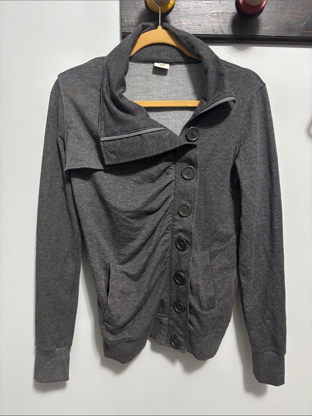 Women’s Dark Gray Asymmetric Button and zip jacket